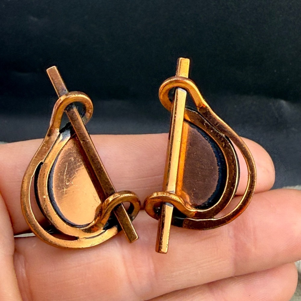 Vintage Renoir Clip On Earrings Copper